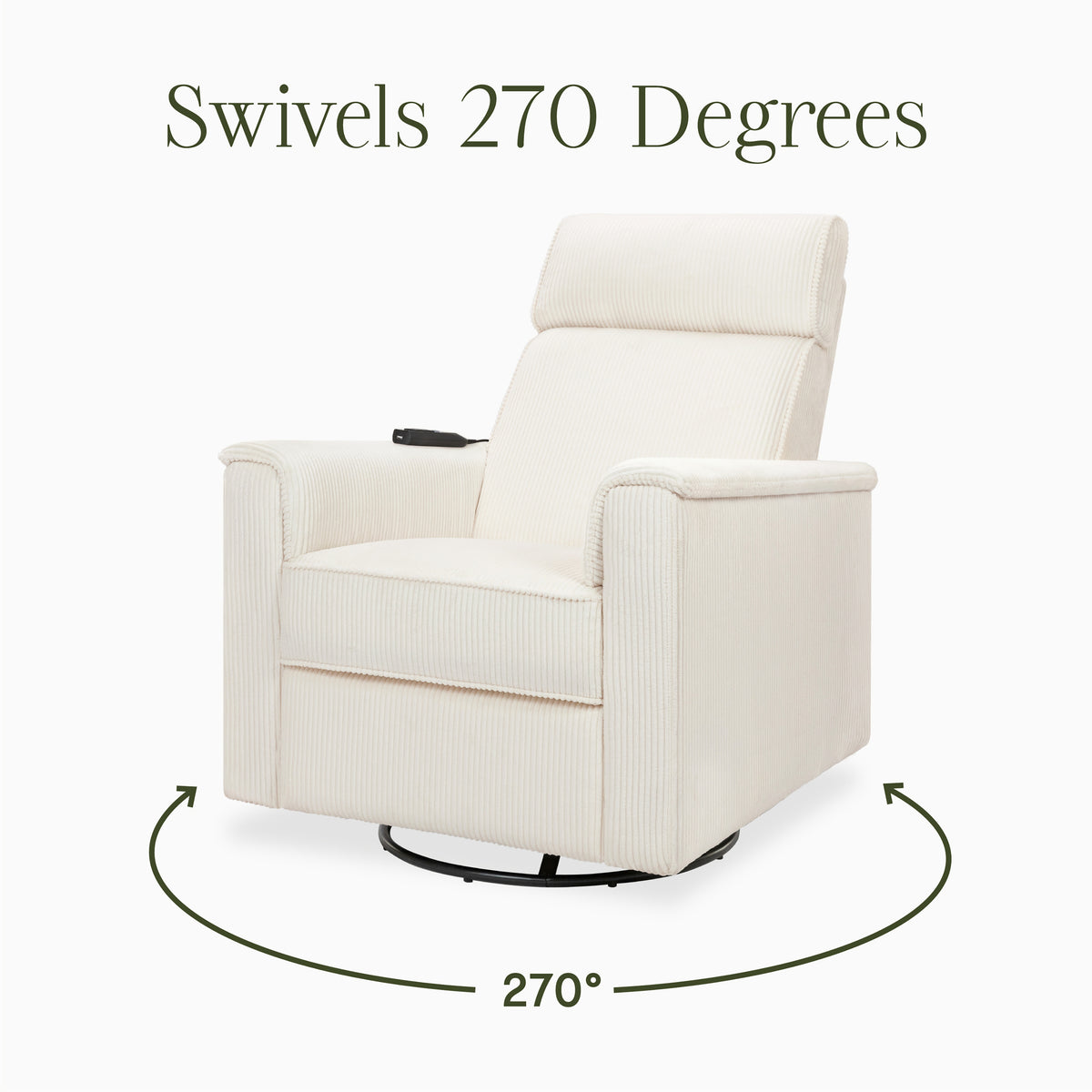 B17183YC,Monogram by Namesake,Willa Deluxe Power Glider Recliner w/Heat&Massage in Ivory Corduroy