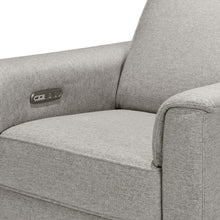 B17186PGEWLB,Monogram by Namesake,Willa Plus Power Glider Recliner w/ Power Headrest in Performance Grey Eco-Weave w/Light Wood Base