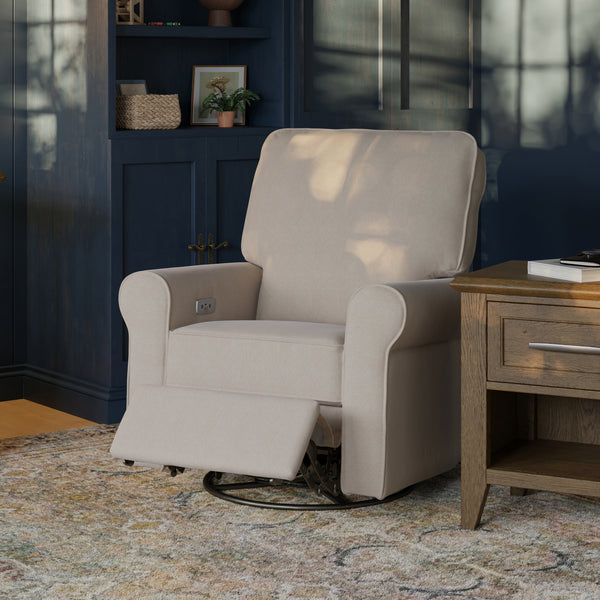 B17787PBEW,Monogram by Namesake,Monroe Pillowback Power Recliner in Performance Beach Eco-Weave