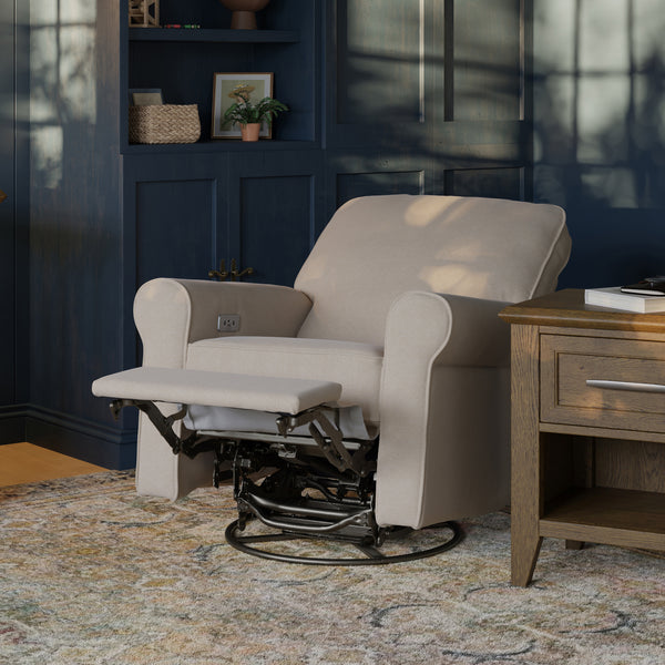 B17787PBEW,Monogram by Namesake,Monroe Pillowback Power Recliner in Performance Beach Eco-Weave