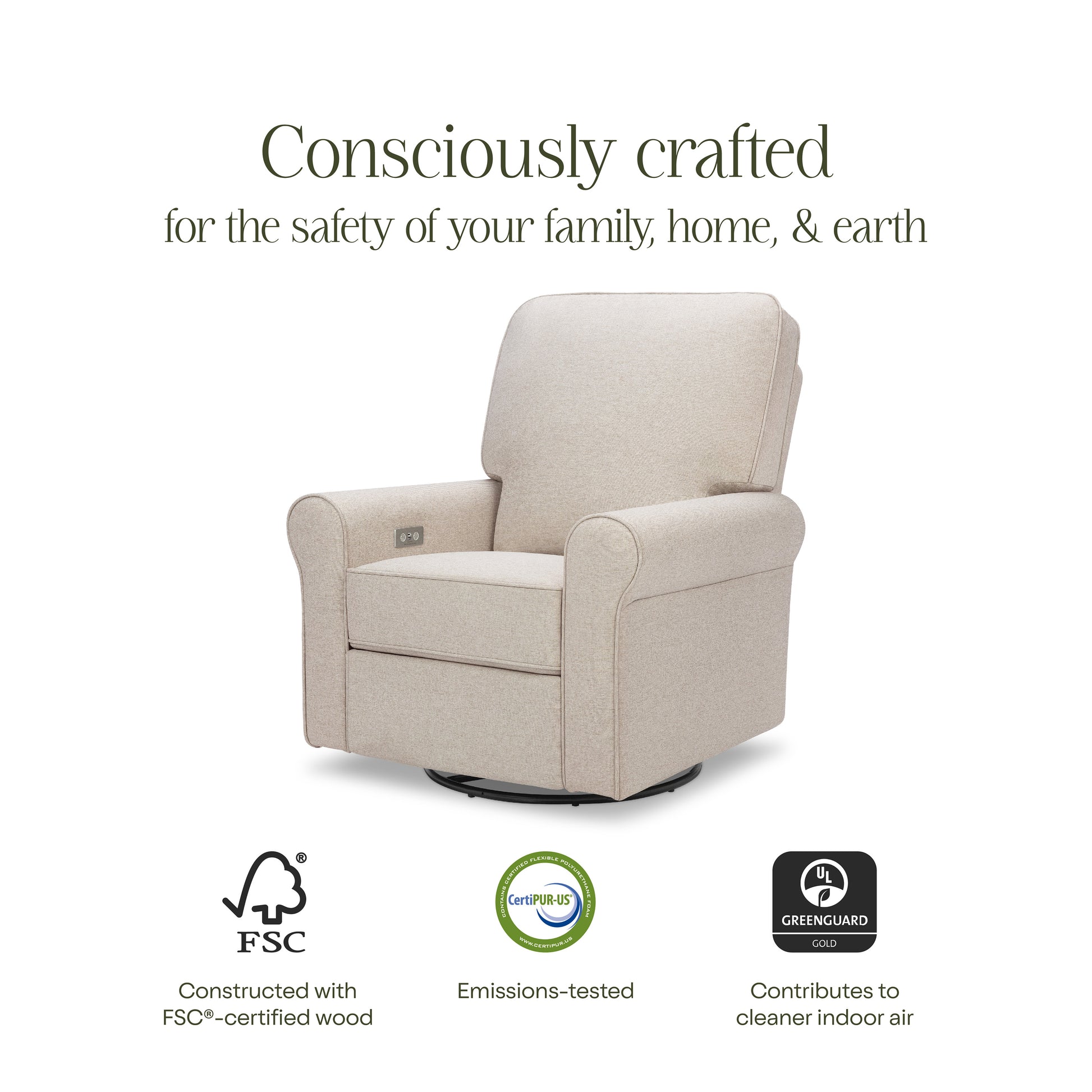 B17787PBEW,Monogram by Namesake,Monroe Pillowback Power Recliner in Performance Beach Eco-Weave