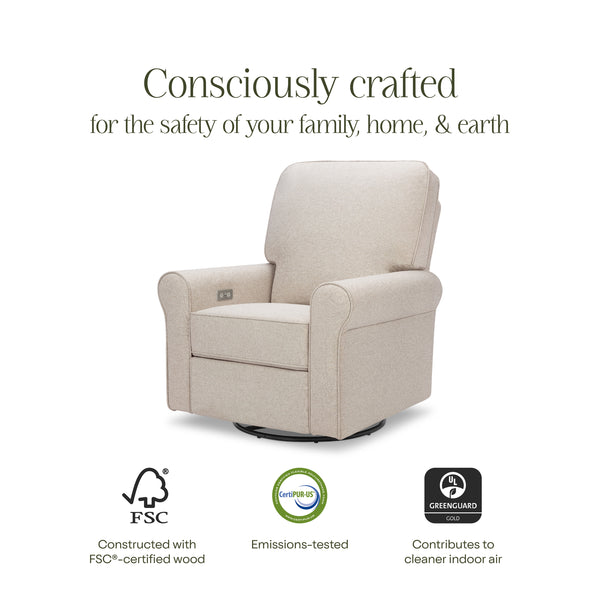 B17787PBEW,Monogram by Namesake,Monroe Pillowback Power Recliner in Performance Beach Eco-Weave
