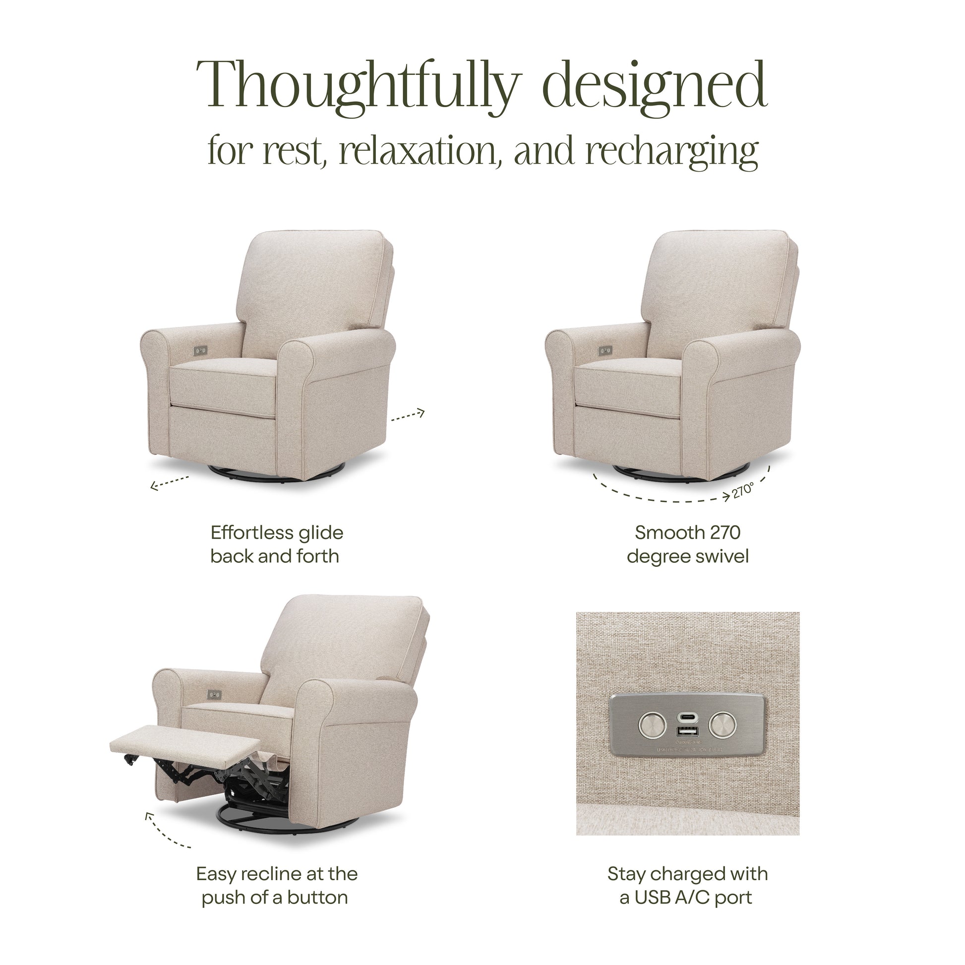 B17787PBEW,Monogram by Namesake,Monroe Pillowback Power Recliner in Performance Beach Eco-Weave