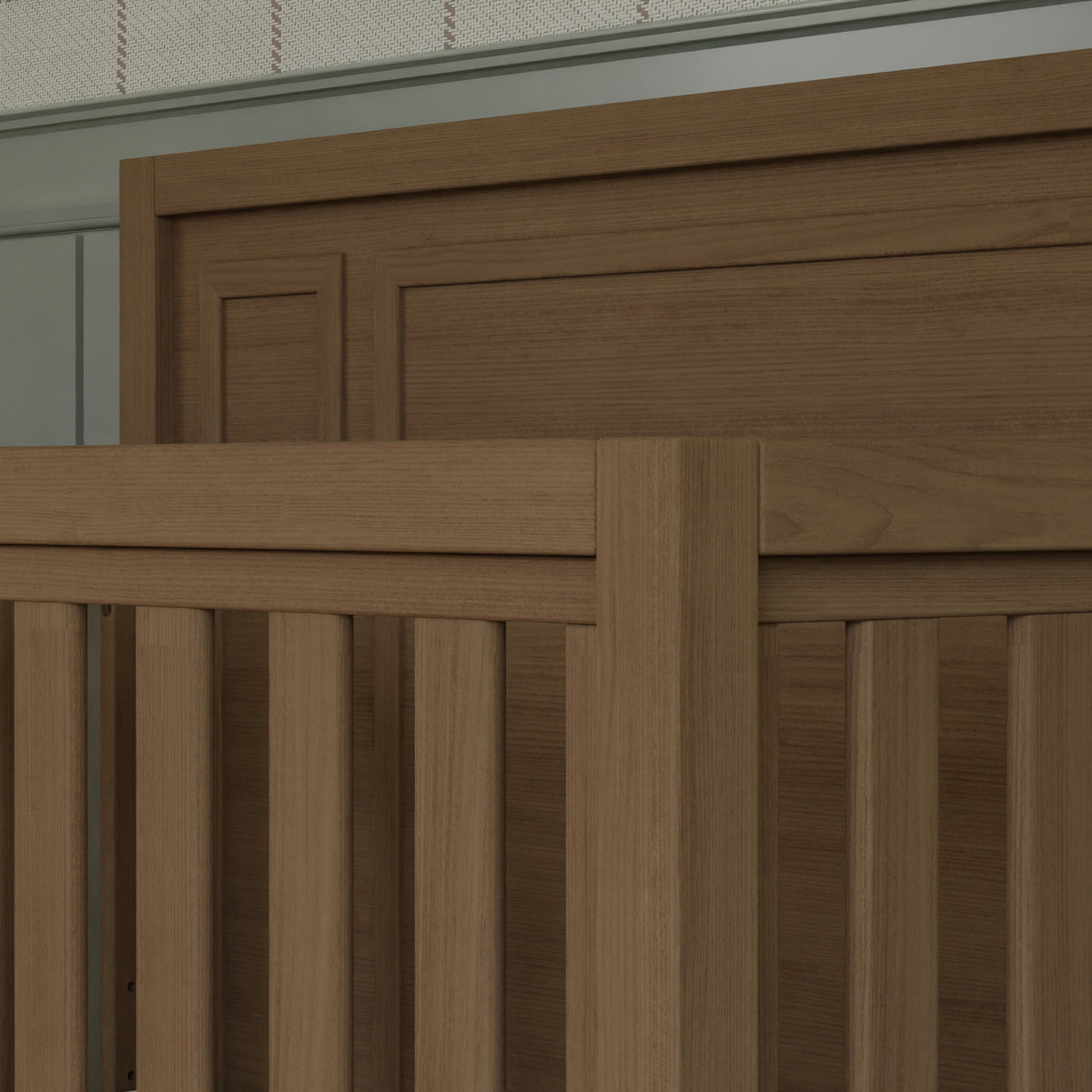 B25801DF,Monogram by Namesake,Newbern 4-in-1 Convertible Crib in Driftwood