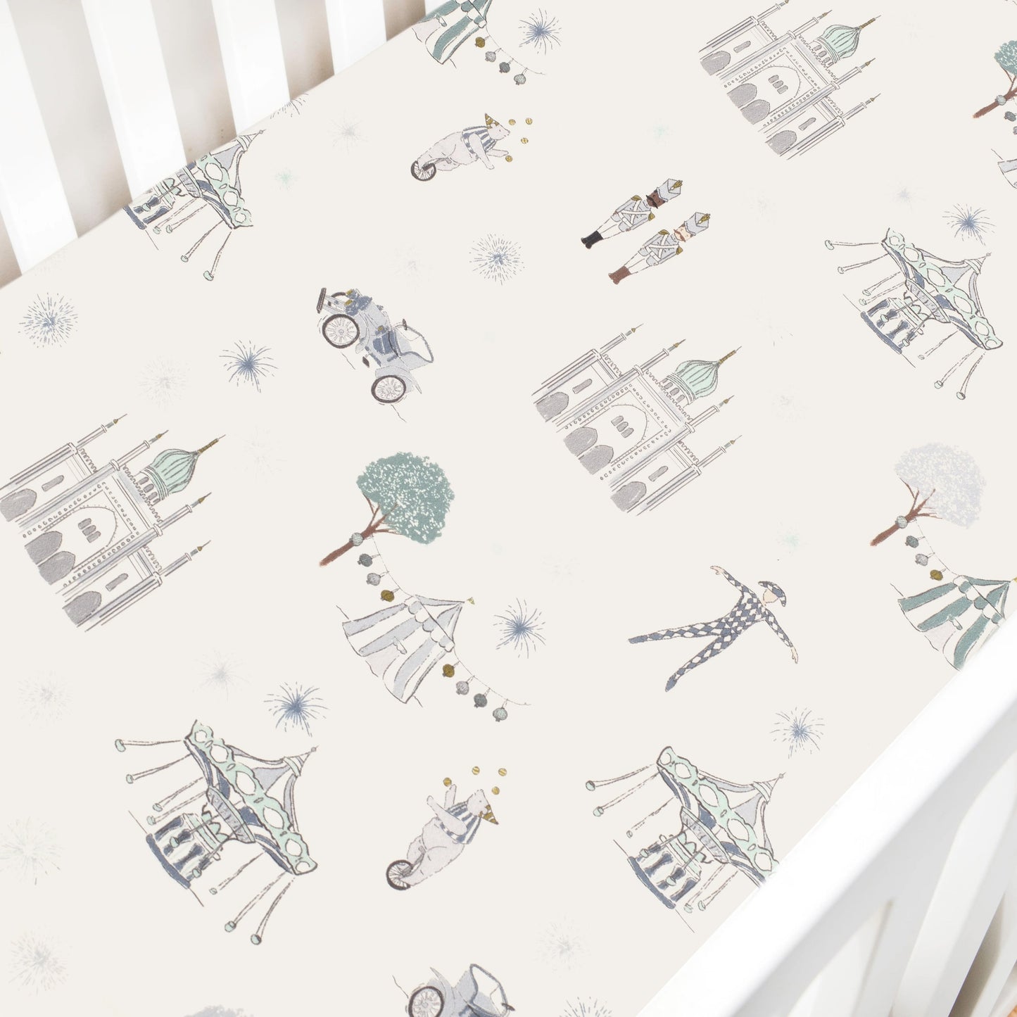 Gooslings Adventures in Wonderland Crib Sheet - Aqua