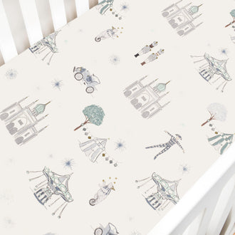 Gooslings Adventures in Wonderland Crib Sheet - Aqua