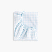 Gooslings Picnic Gingham Crib Sheet - Blue