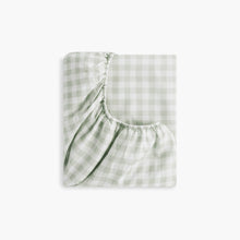 Gooslings Picnic Gingham Crib Sheet - Green