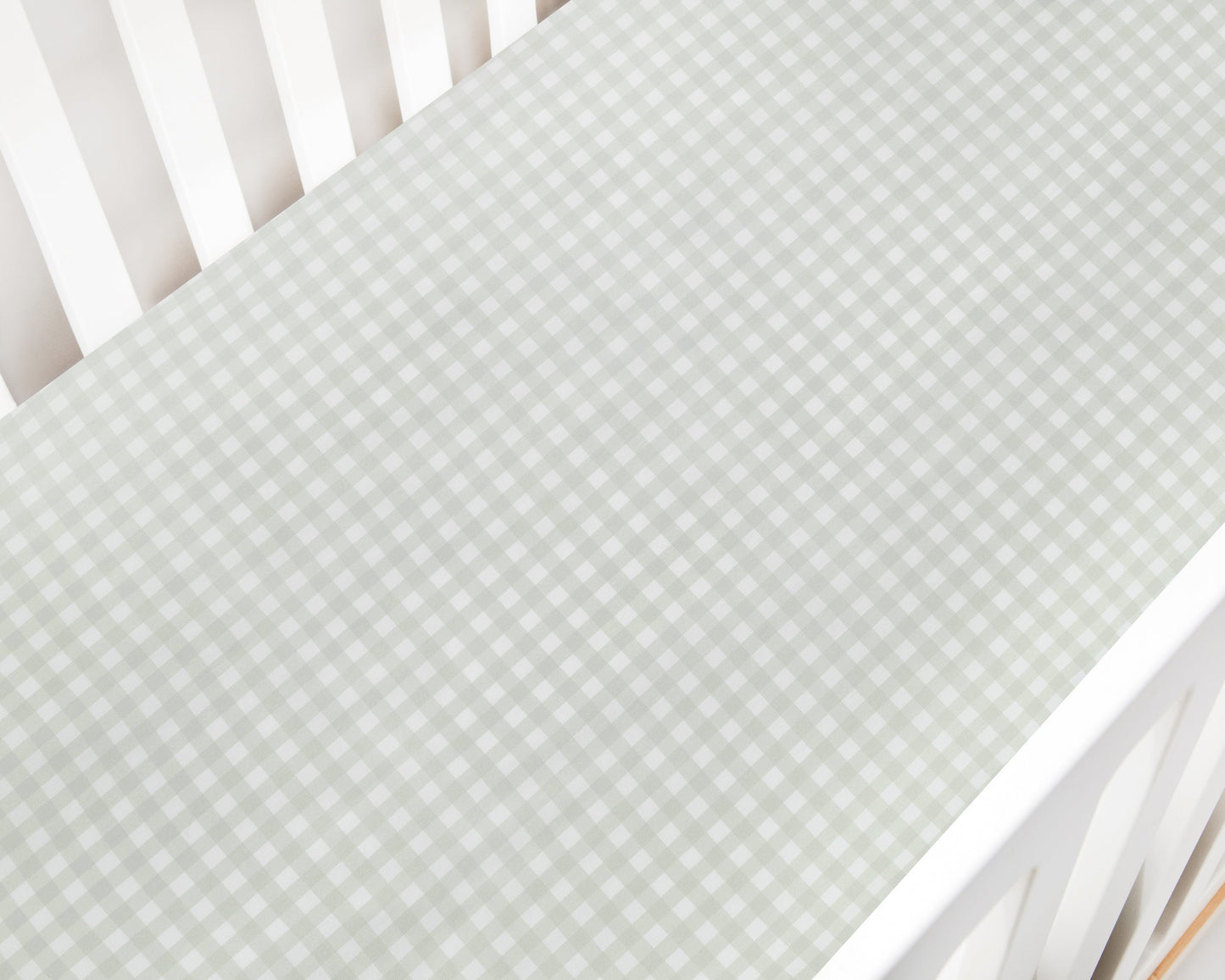 Gooslings Picnic Gingham Crib Sheet - Green