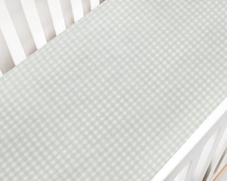 Gooslings Picnic Gingham Crib Sheet - Green