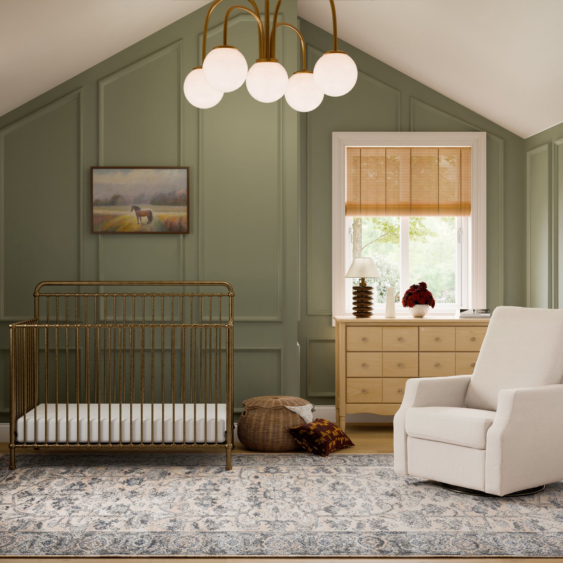 M15301VG,Namesake,Winston 4-in-1 Convertible Crib in Vintage Gold