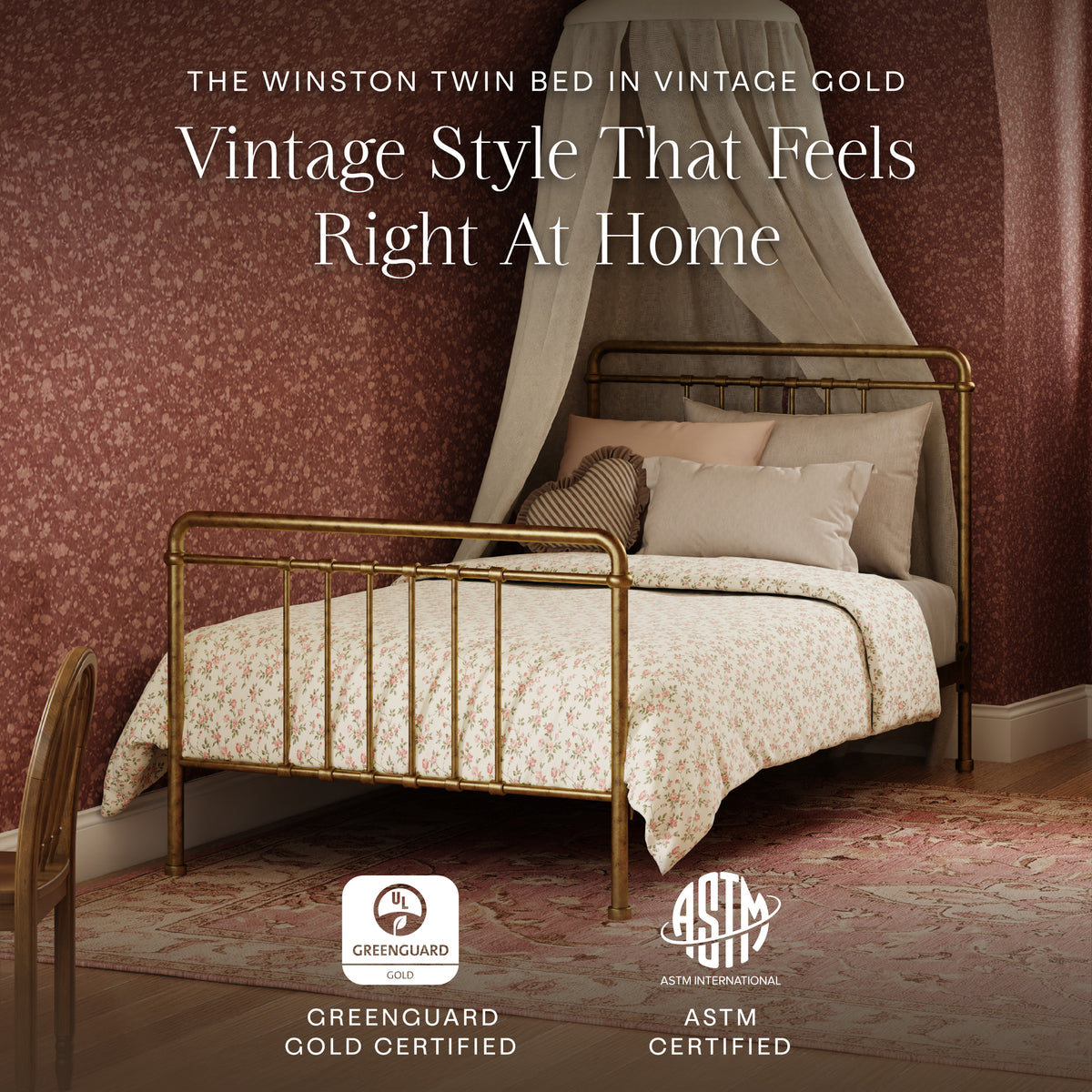 M15369VG,Namesake Kids,Winston Twin Bed in Vintage Gold