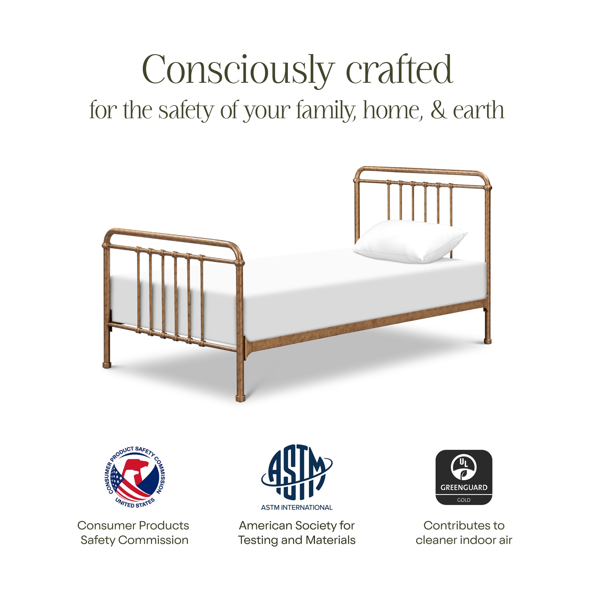 M15369VG,Namesake Kids,Winston Twin Bed in Vintage Gold