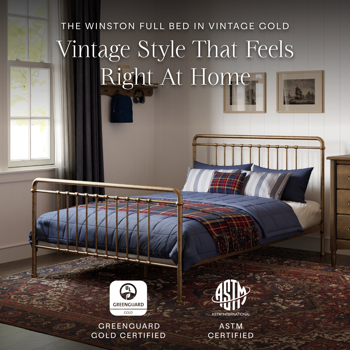 M15396VG,Namesake Kids,Winston Full Bed in Vintage Gold
