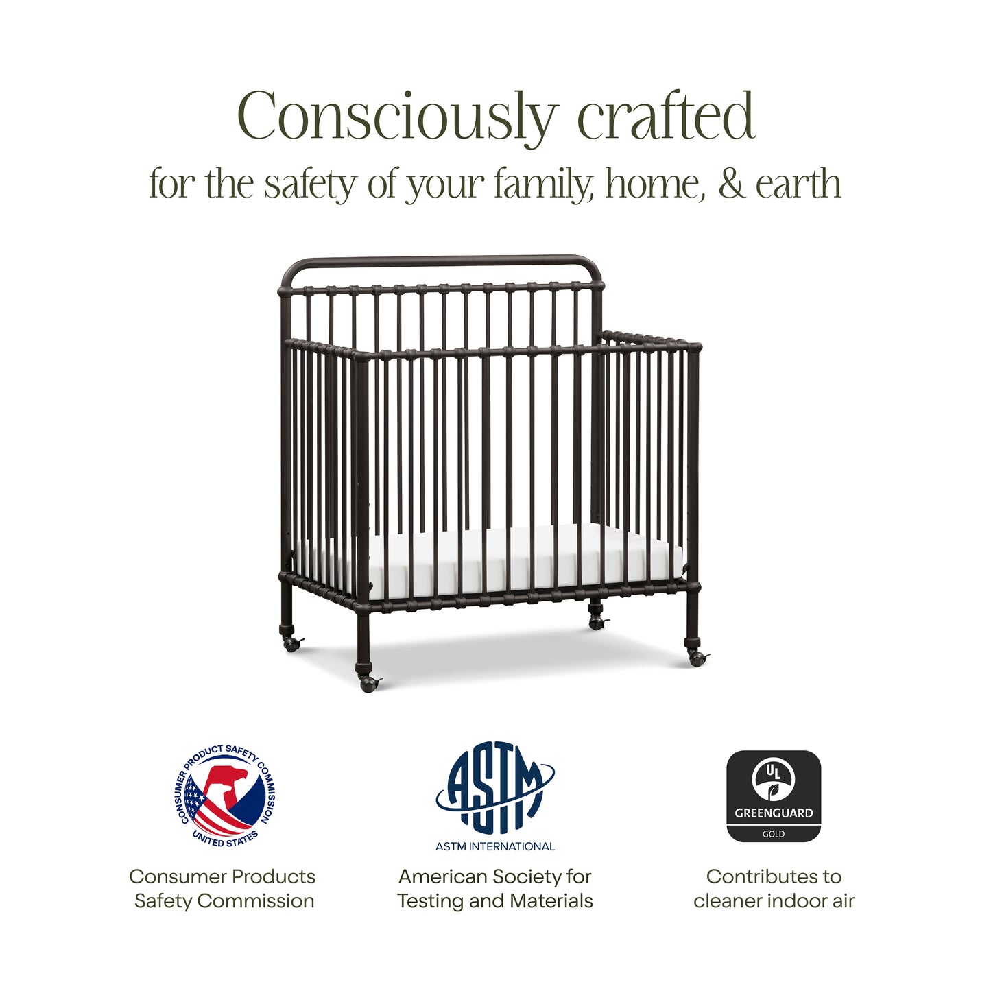 M15398UR,Namesake,Winston 4-in-1 Convertible Mini Crib in Vintage Iron