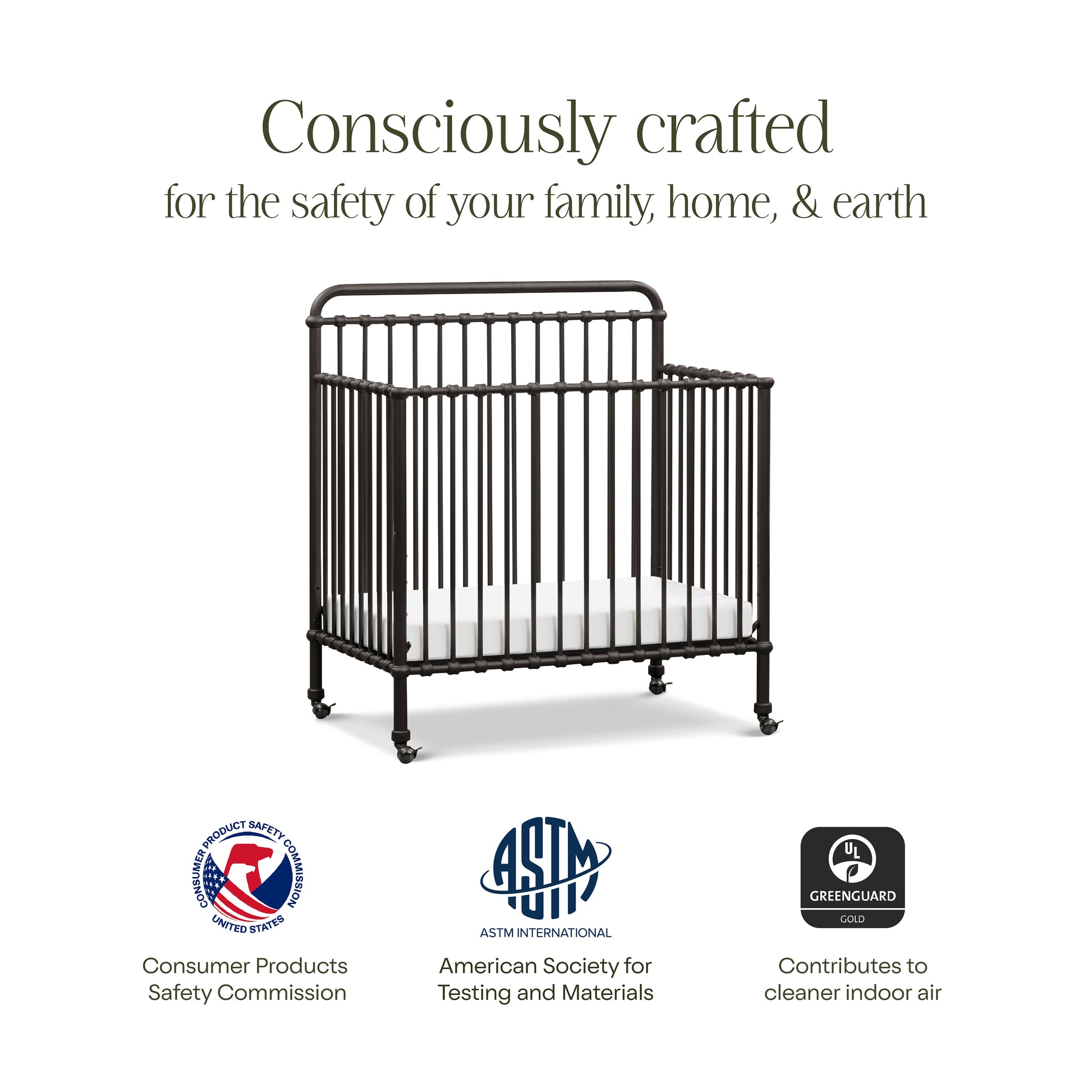 M15398UR,Namesake,Winston 4-in-1 Convertible Mini Crib in Vintage Iron