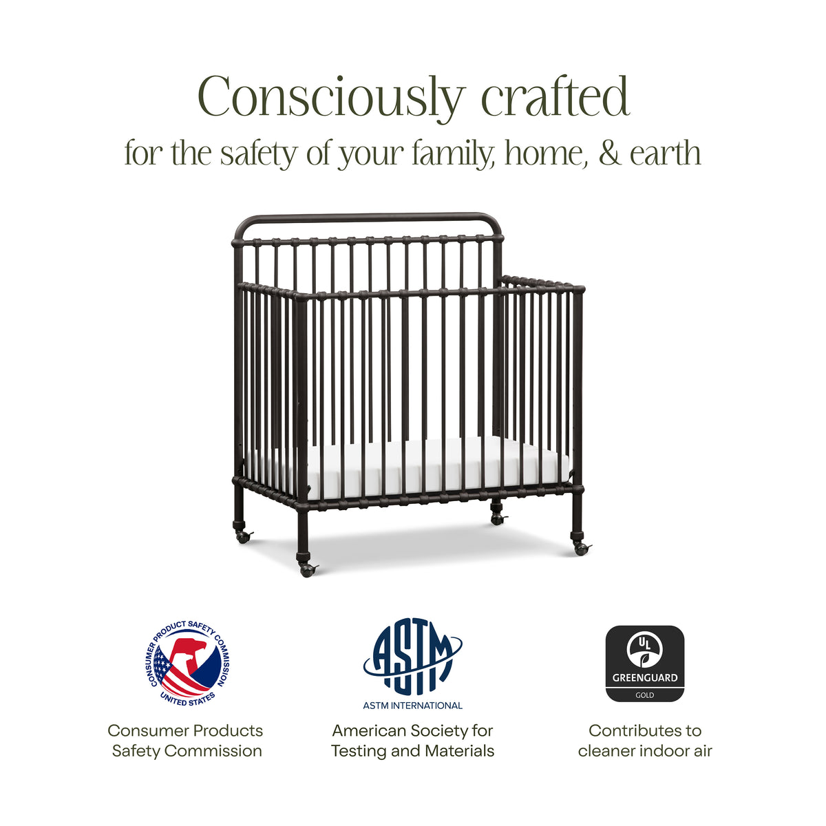 M15398UR,Namesake,Winston 4-in-1 Convertible Mini Crib in Vintage Iron