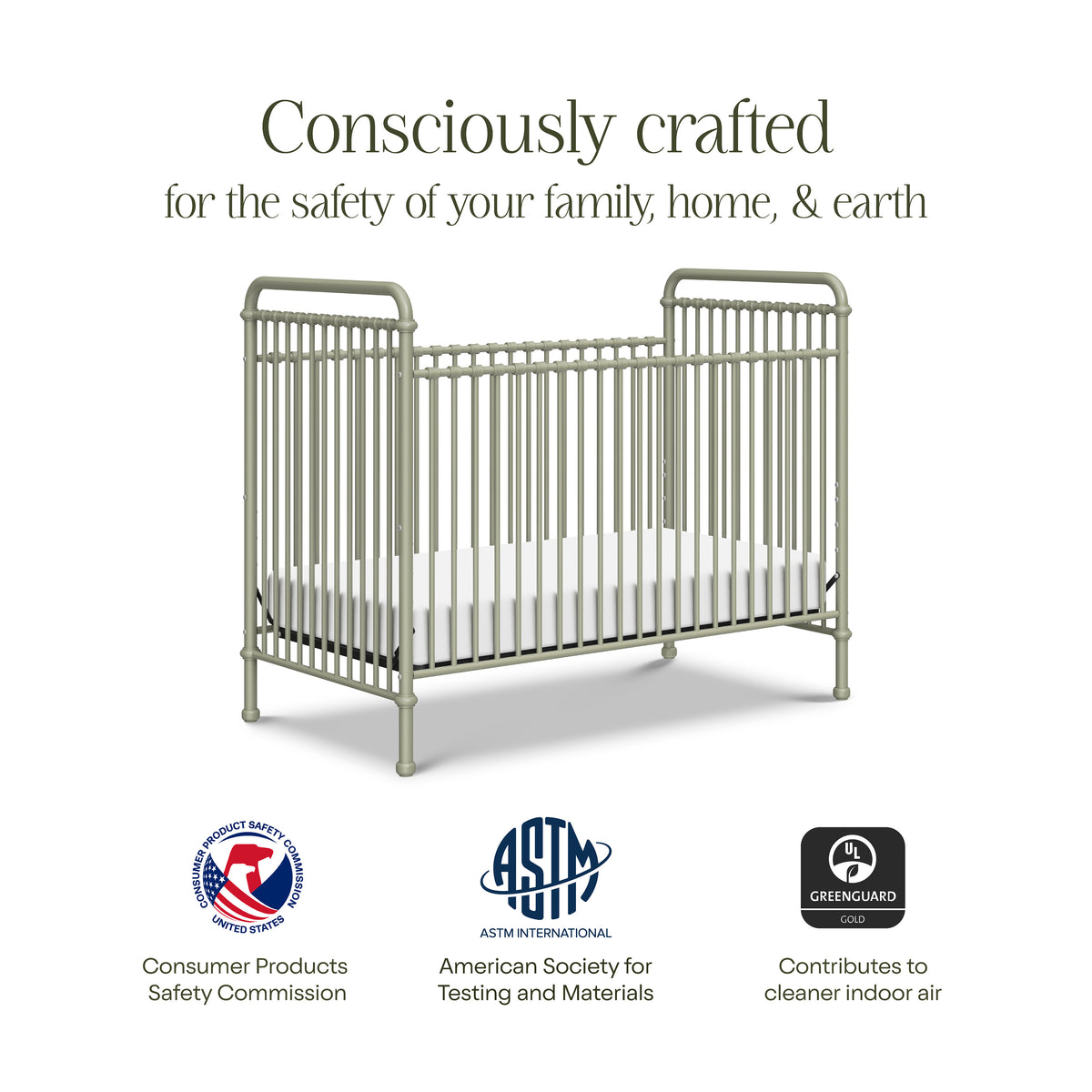 M15501HS,Namesake,Abigail 3-in-1 Convertible Crib in Heirloom Sage