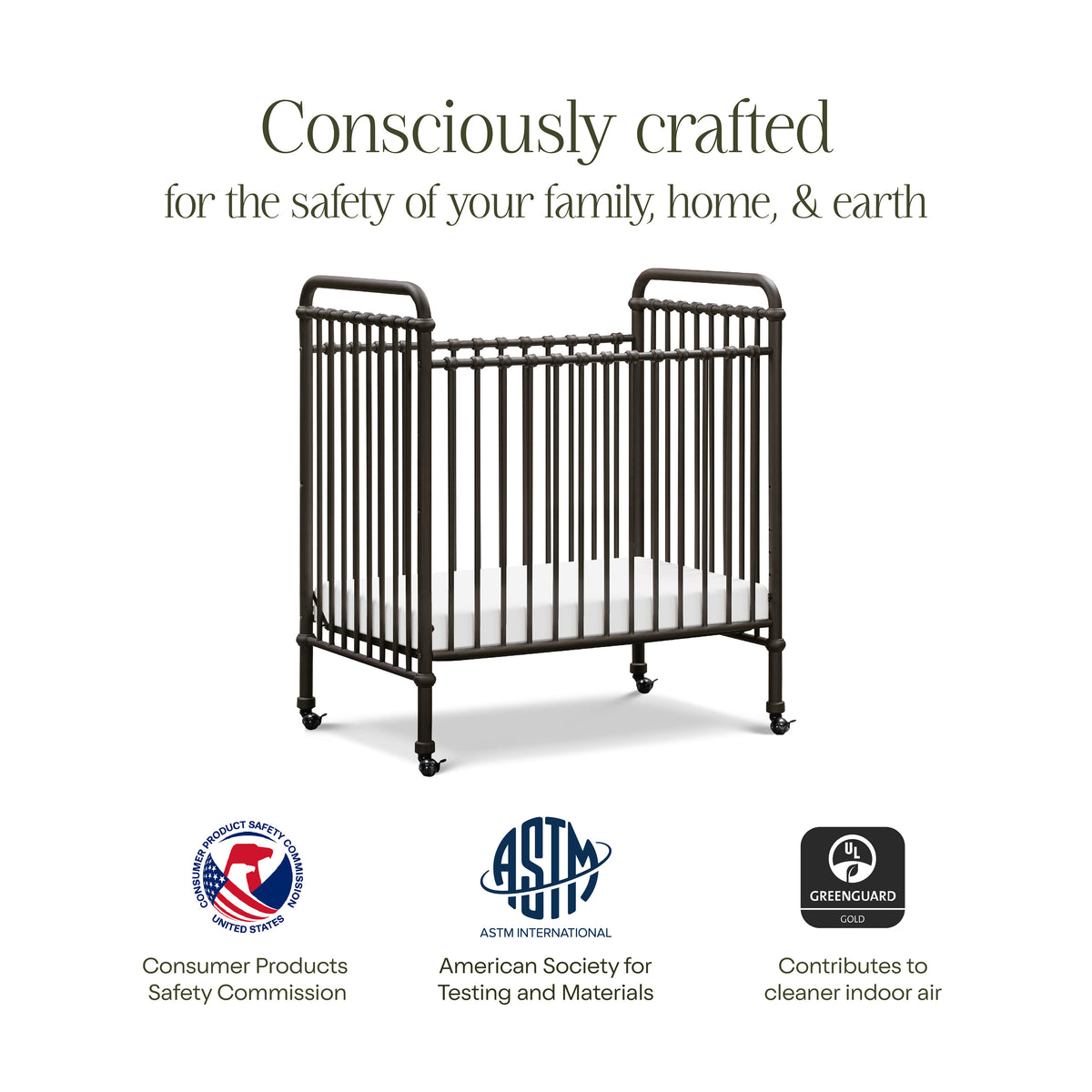 M15598UR,Namesake,Abigail 3-in-1 Convertible Mini Crib in Vintage Iron