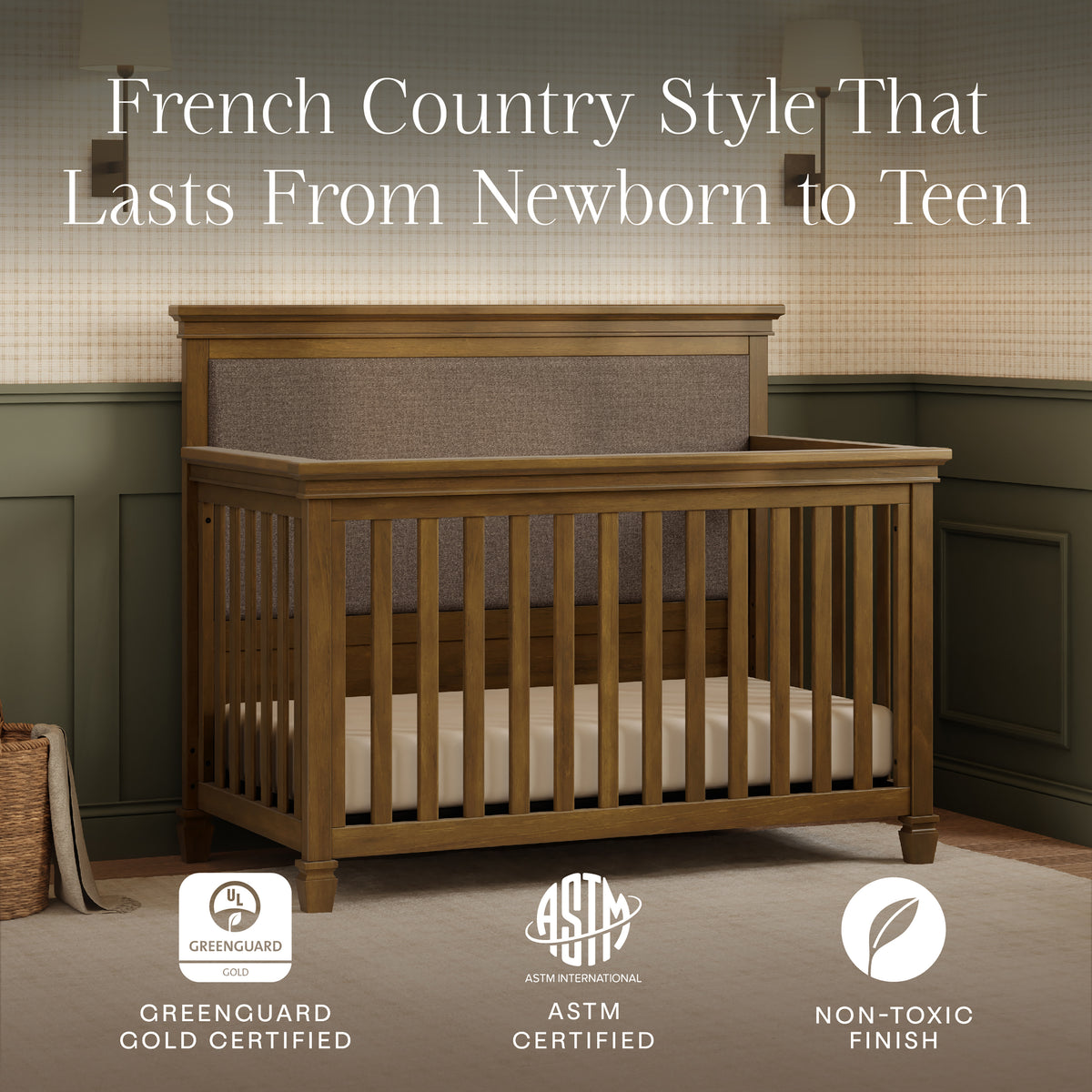 M15801NL,Namesake,Darlington 4-in-1 Convertible Crib in Natural Walnut