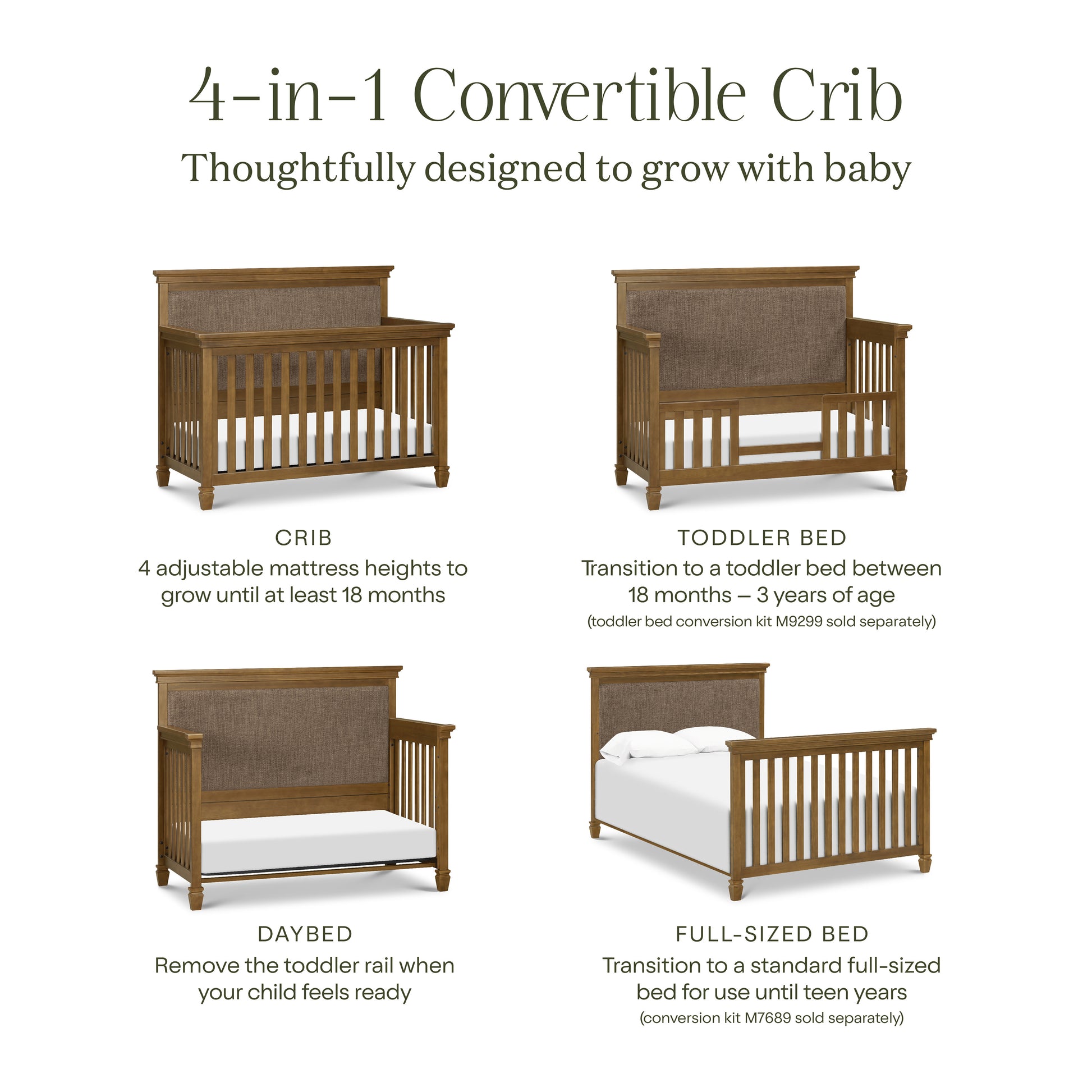 M15801NL,Namesake,Darlington 4-in-1 Convertible Crib in Natural Walnut