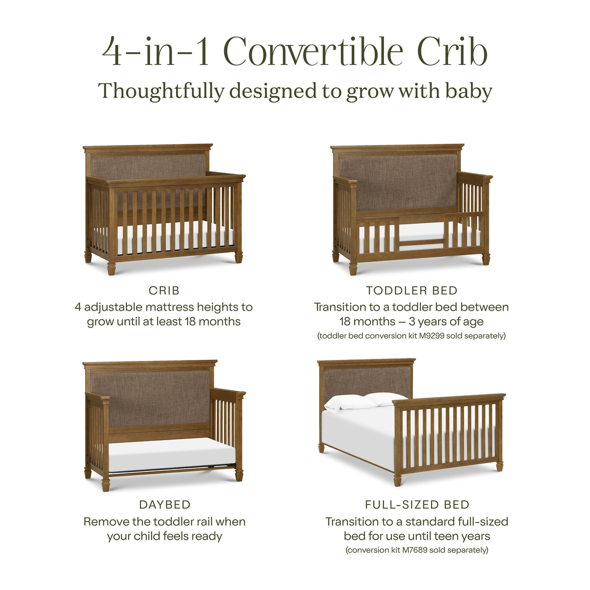 M15801NL,Namesake,Darlington 4-in-1 Convertible Crib in Natural Walnut