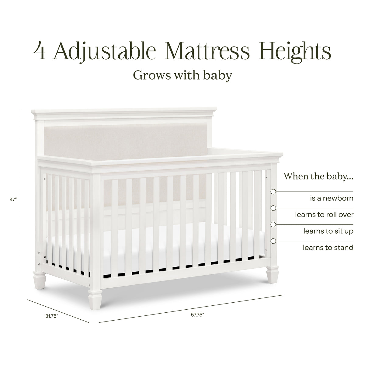 M15801RW,Namesake,Darlington 4-in-1 Convertible Crib in Warm White