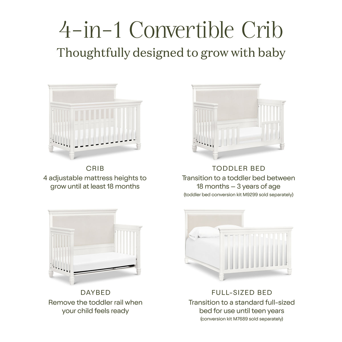 M15801RW,Namesake,Darlington 4-in-1 Convertible Crib in Warm White