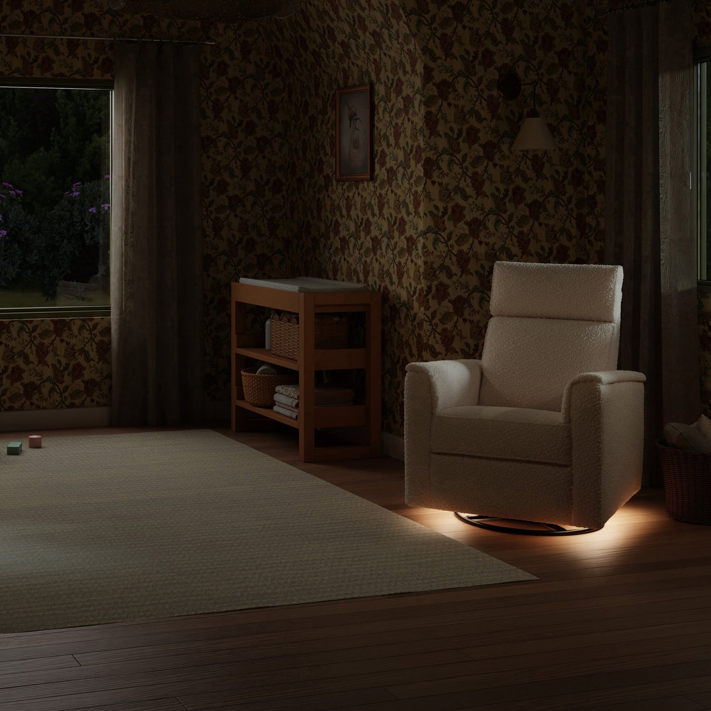 M17182CSG,Namesake,Willa Pro Power Glider Recliner w/ Power Lumbar in Chai Shearling