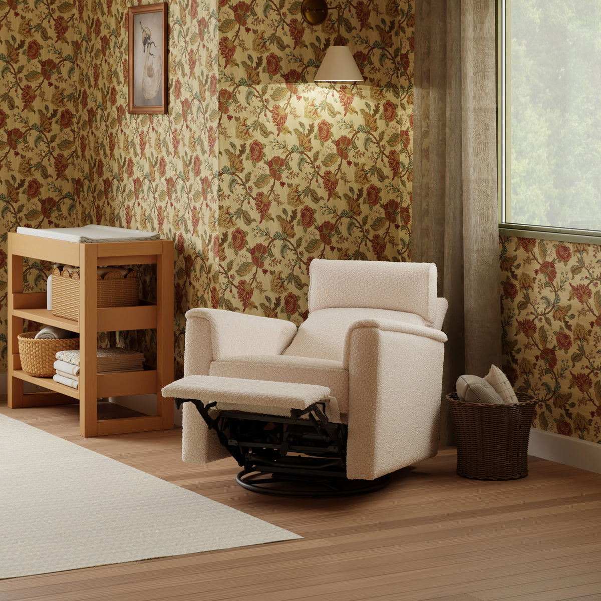 M17182CSG,Namesake,Willa Pro Power Glider Recliner w/ Power Lumbar in Chai Shearling