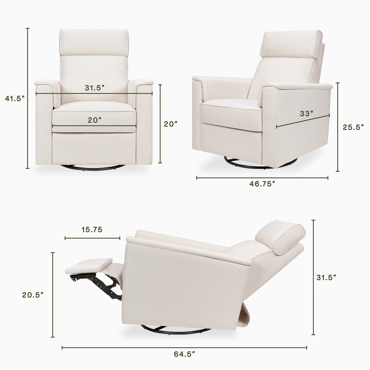 M17182PCMEW,Namesake,Willa Pro Power Glider Recliner w/ Power Lumbar in Performance Cream Eco-Weave