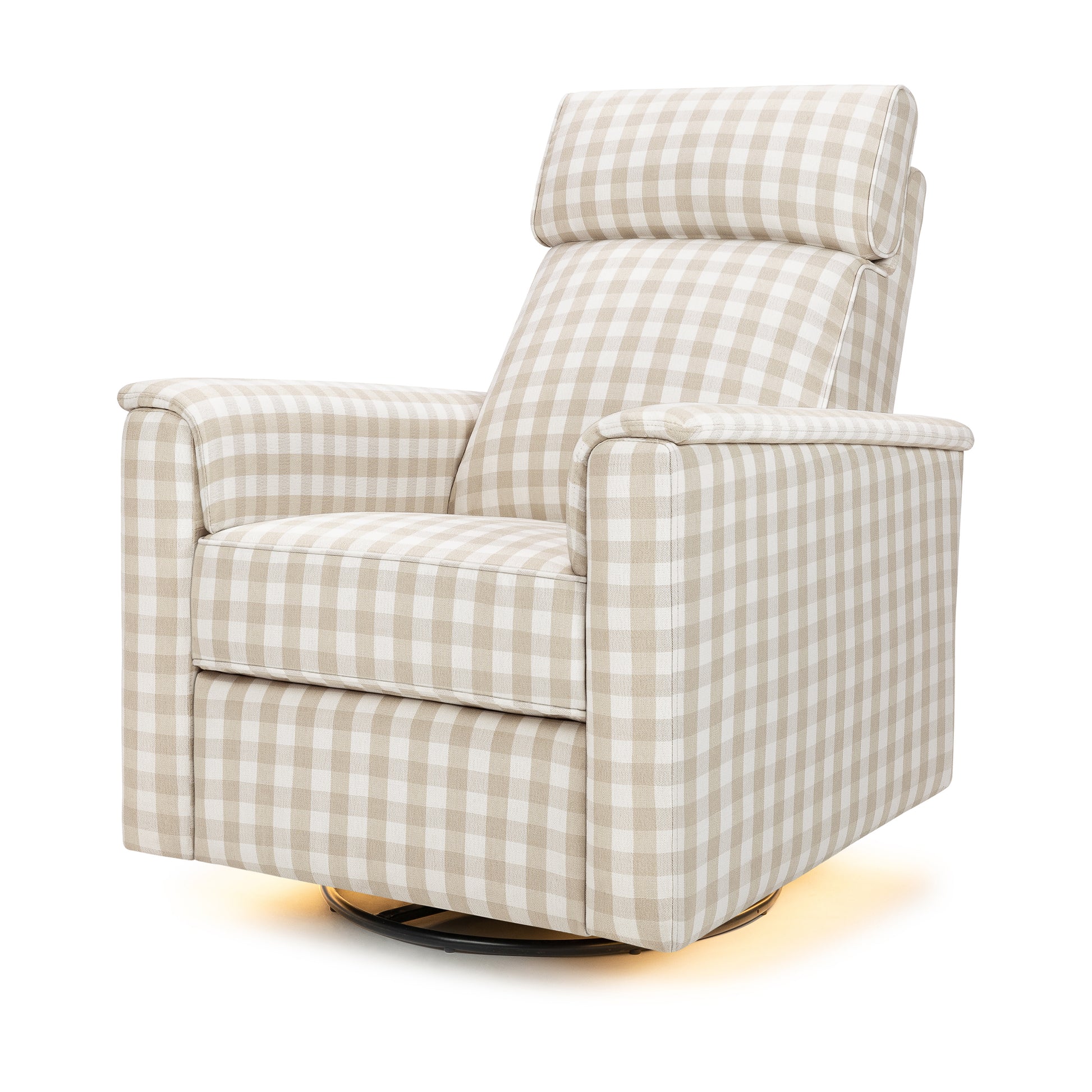M17182TGH,Namesake,Willa Pro Power Glider Recliner w/ Power Lumbar in Tan Gingham