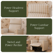 M17182TGH,Namesake,Willa Pro Power Glider Recliner w/ Power Lumbar in Tan Gingham