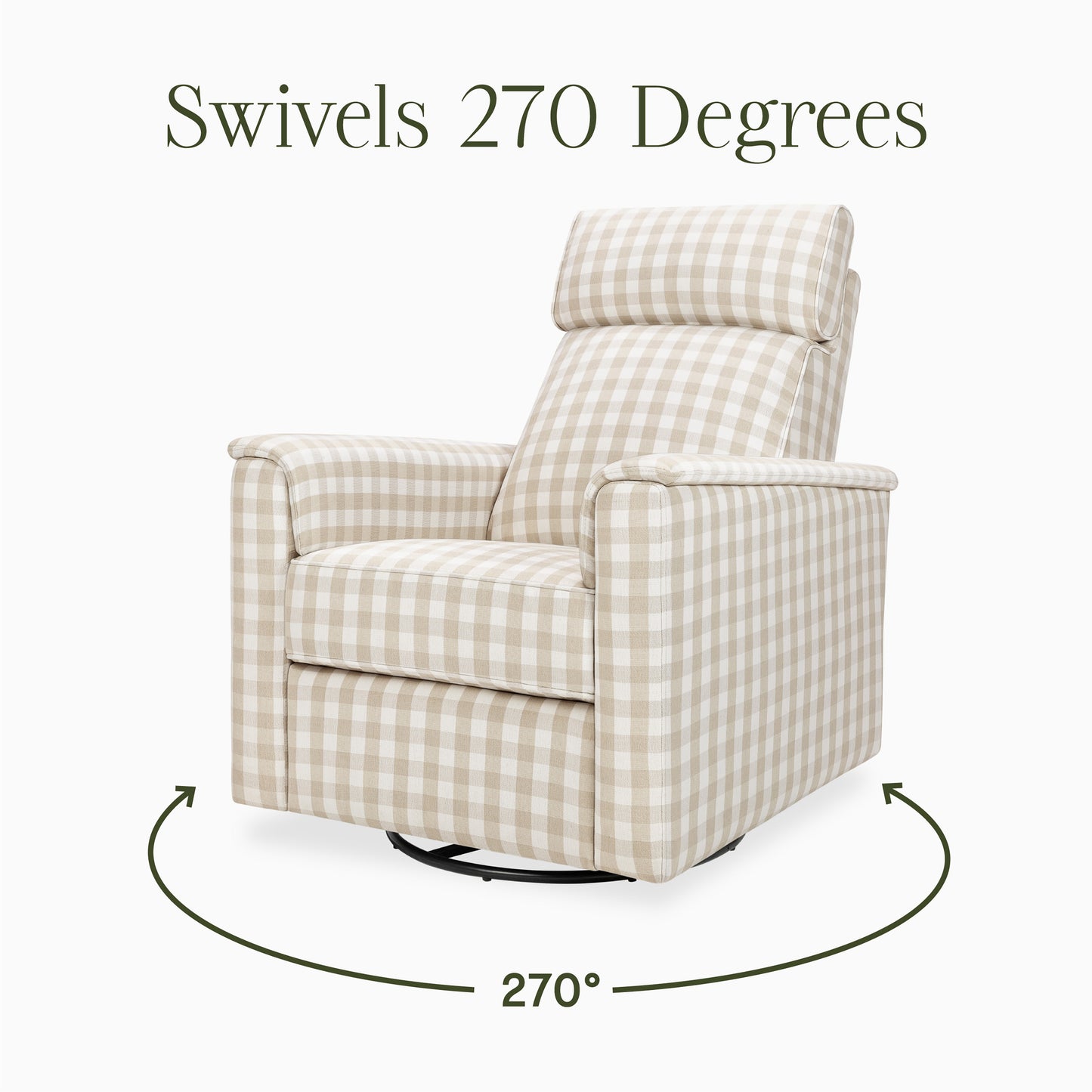 M17182TGH,Namesake,Willa Pro Power Glider Recliner w/ Power Lumbar in Tan Gingham