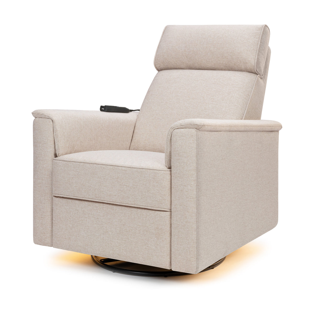 M17183PBEW,Namesake,Willa Deluxe Power Glider Recliner w/Heat&Massage in Performance Beach Eco-Weave