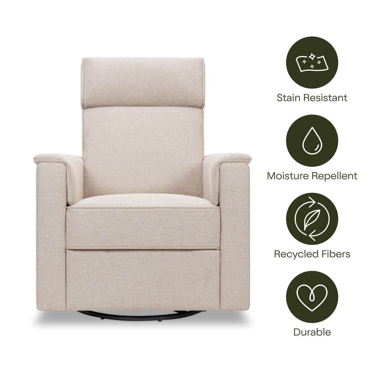 M17183PBEW,Namesake,Willa Deluxe Power Glider Recliner w/Heat&Massage in Performance Beach Eco-Weave