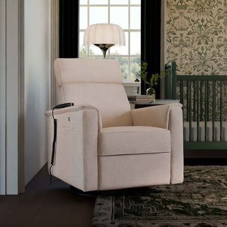 M17183PBEW,Namesake,Willa Deluxe Power Glider Recliner w/Heat&Massage in Performance Beach Eco-Weave
