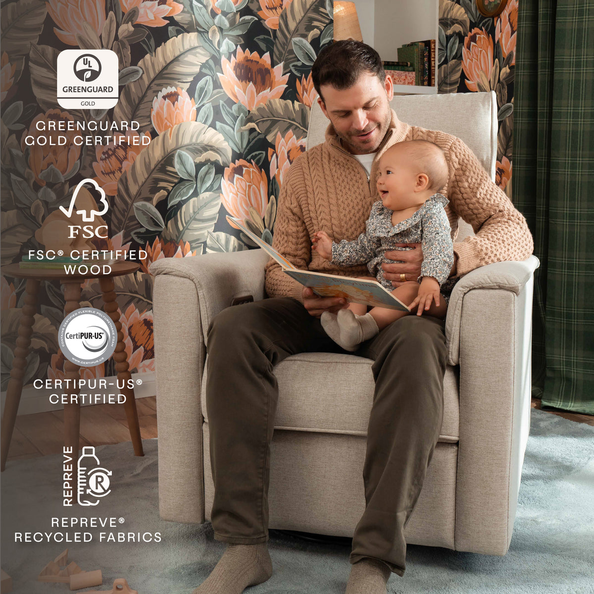 M17183PBEW,Namesake,Willa Deluxe Power Glider Recliner w/Heat&Massage in Performance Beach Eco-Weave