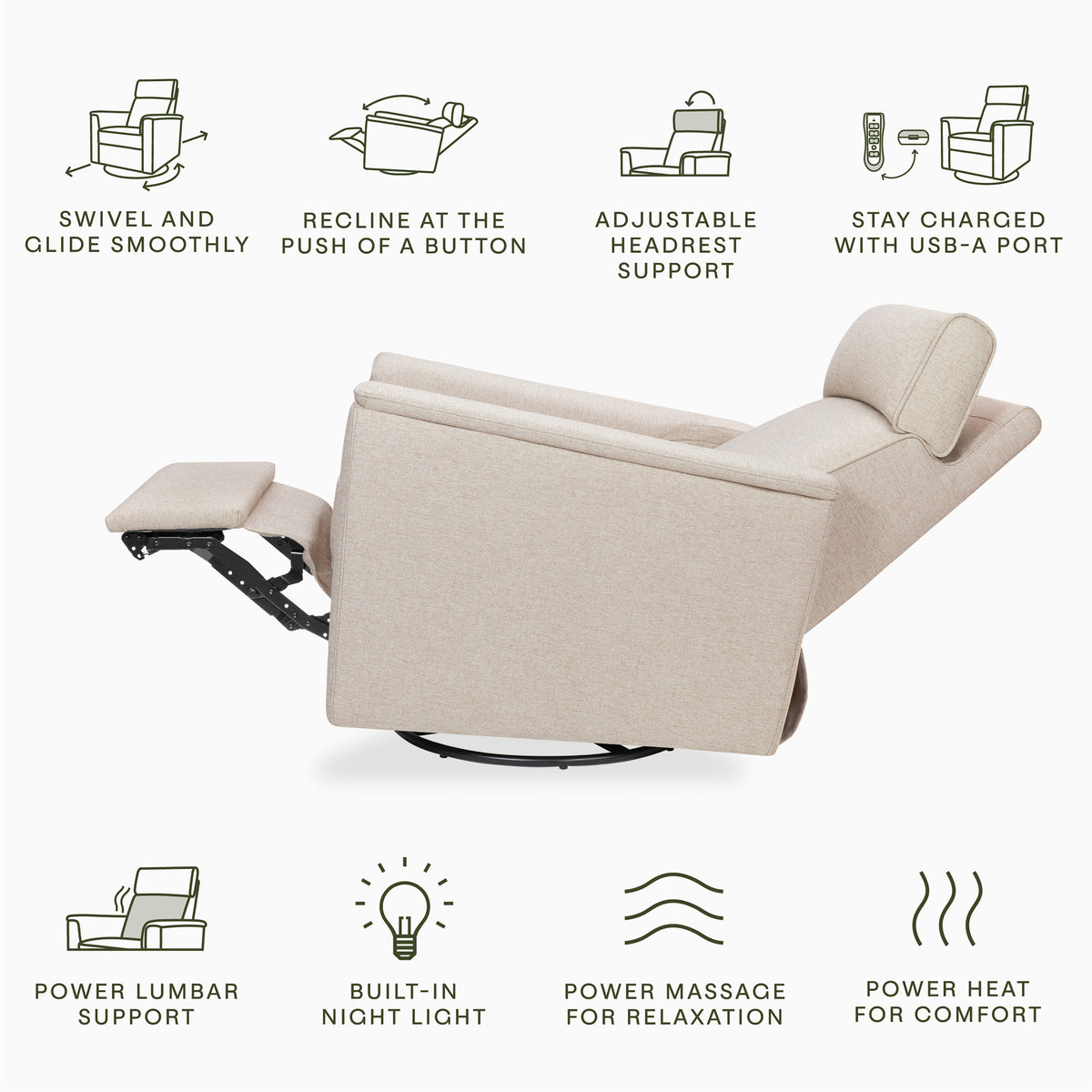 M17183PBEW,Namesake,Willa Deluxe Power Glider Recliner w/Heat&Massage in Performance Beach Eco-Weave