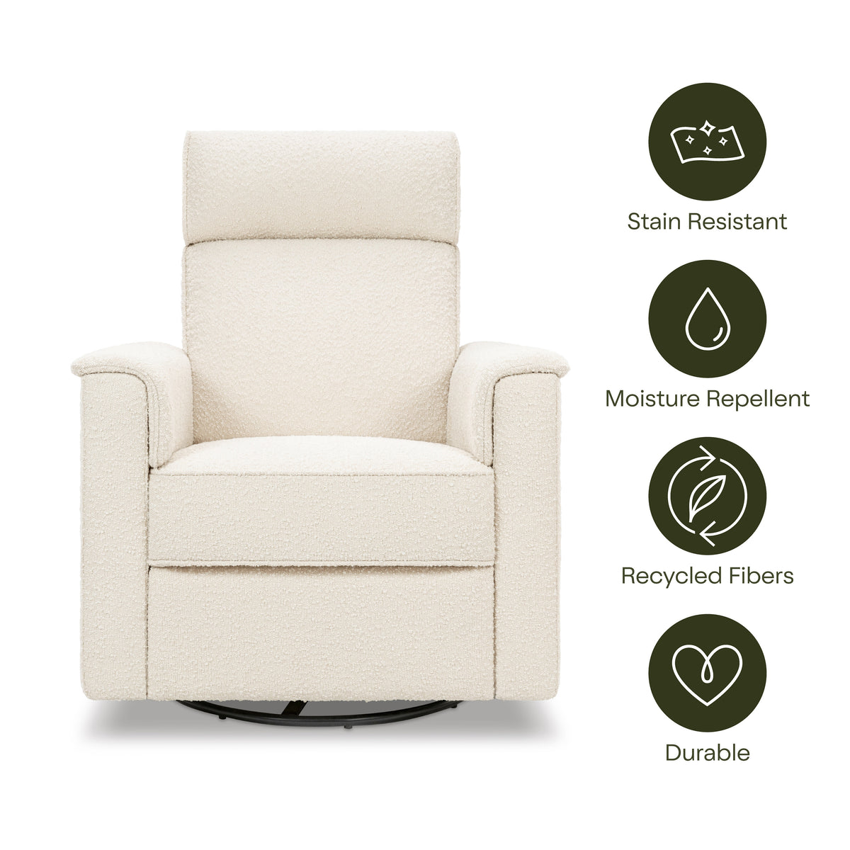 M17183PWB,Namesake,Willa Deluxe Power Glider Recliner w/Heat&Massage in Performance Ivory Boucle
