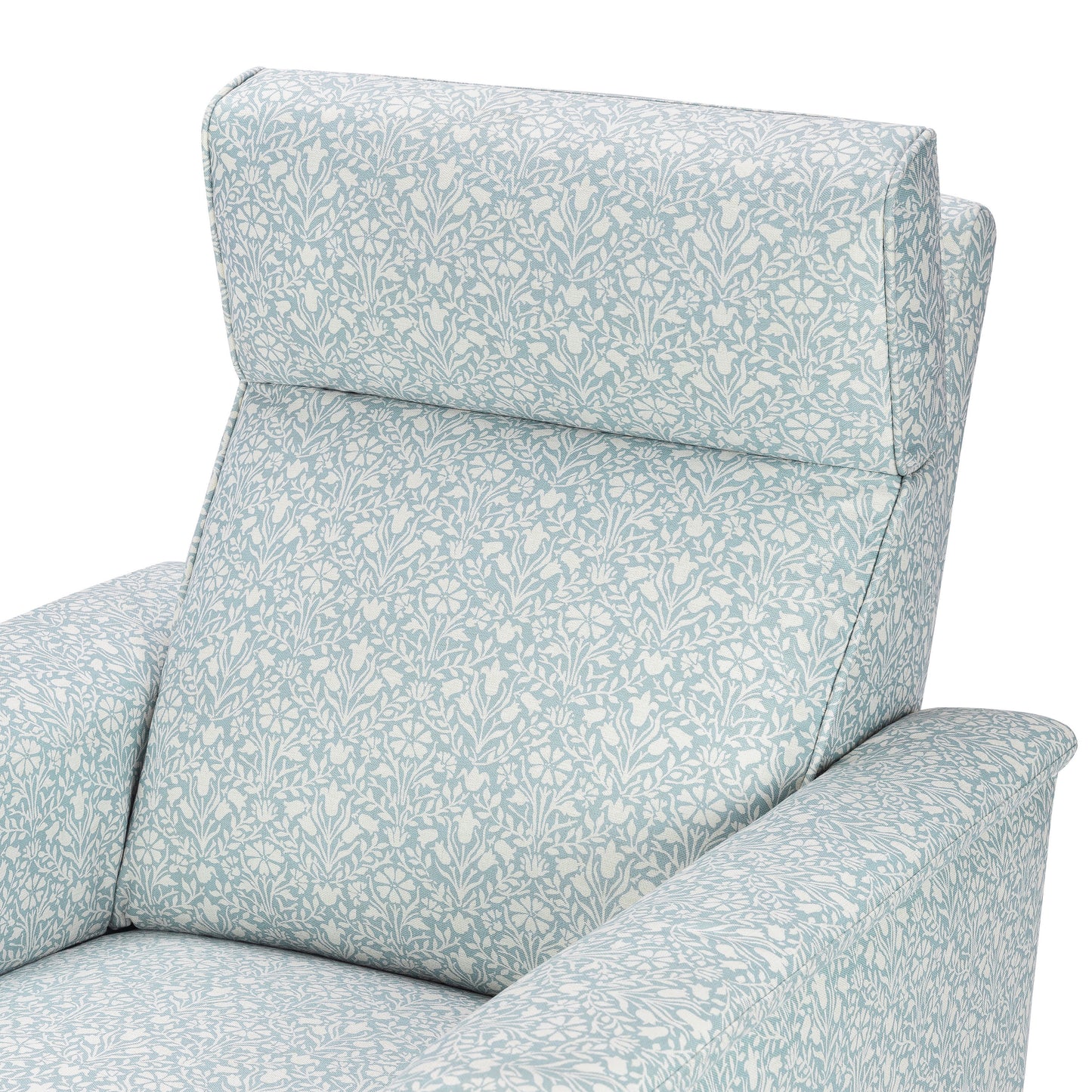 M17186BPBDB,Namesake,Morris & Co. x Namesake Willa Plus Power Recliner in Bellflowers in Powdered Blue w/ Dark Wood Base