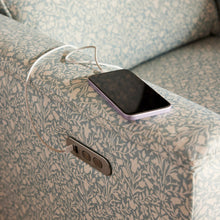M17186BPBDB,Namesake,Morris & Co. x Namesake Willa Plus Power Recliner in Bellflowers in Powdered Blue w/ Dark Wood Base