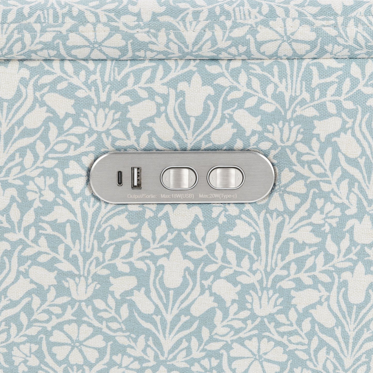 M17186BPBDB,Namesake,Morris & Co. x Namesake Willa Plus Power Recliner in Bellflowers in Powdered Blue w/ Dark Wood Base