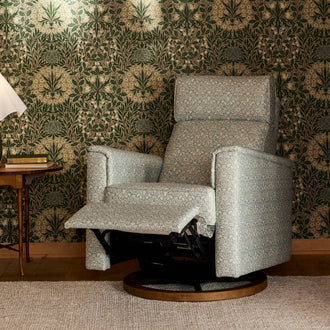 M17186BPBDB,Namesake,Morris & Co. x Namesake Willa Plus Power Recliner in Bellflowers in Powdered Blue w/ Dark Wood Base