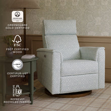 M17186BPBDB,Namesake,Morris & Co. x Namesake Willa Plus Power Recliner in Bellflowers in Powdered Blue w/ Dark Wood Base