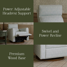 M17186BPBDB,Namesake,Morris & Co. x Namesake Willa Plus Power Recliner in Bellflowers in Powdered Blue w/ Dark Wood Base