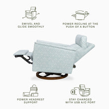 M17186BPBDB,Namesake,Morris & Co. x Namesake Willa Plus Power Recliner in Bellflowers in Powdered Blue w/ Dark Wood Base