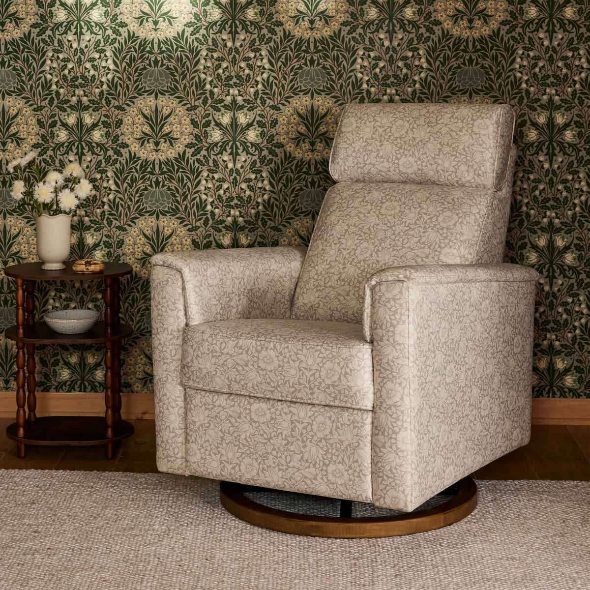 M17186MADB,Namesake,Morris & Co. x Namesake Willa Plus Power Recliner in Mallow in Ash w/ Dark Wood Base