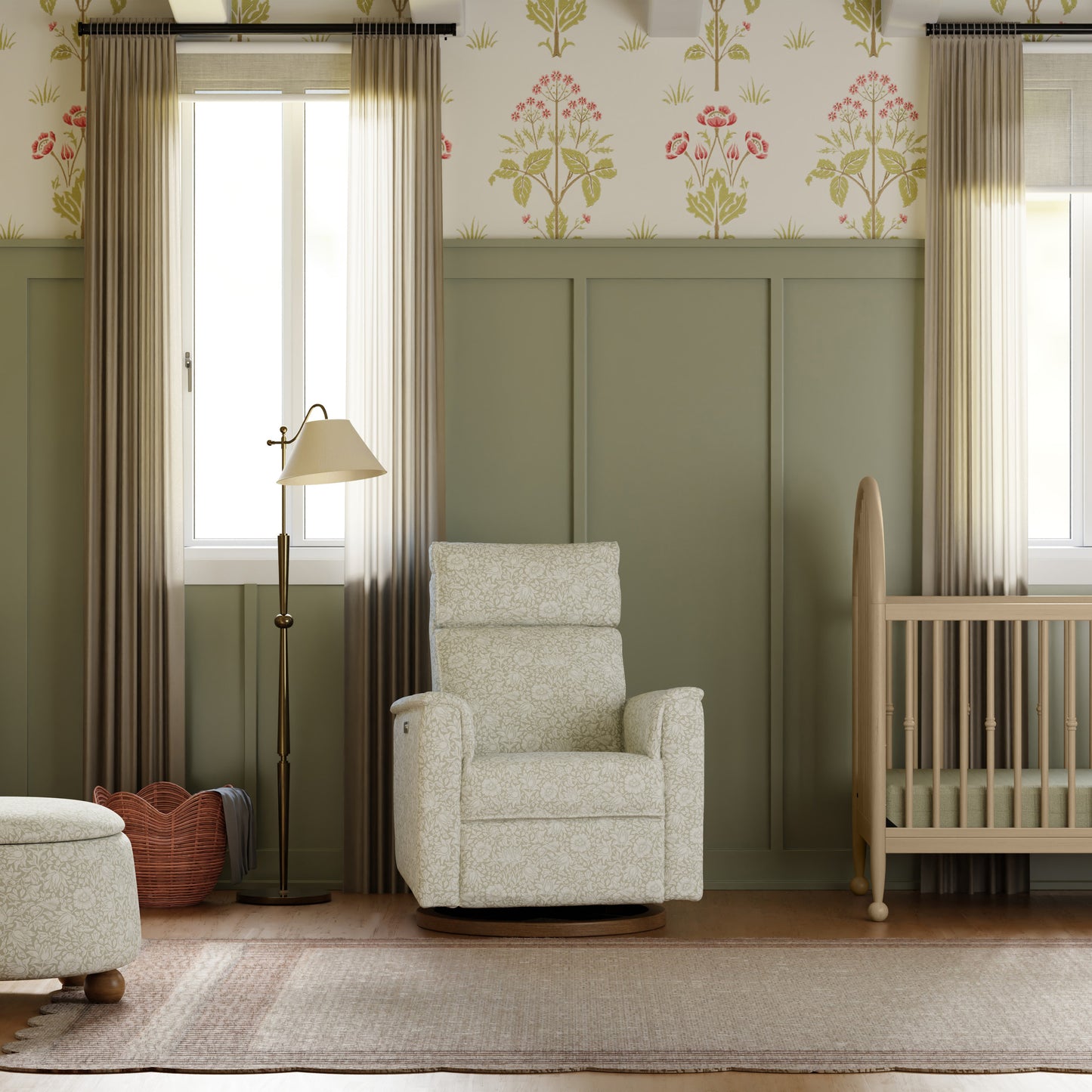 M17186MADB,Namesake,Morris & Co. x Namesake Willa Plus Power Recliner in Mallow in Ash w/ Dark Wood Base