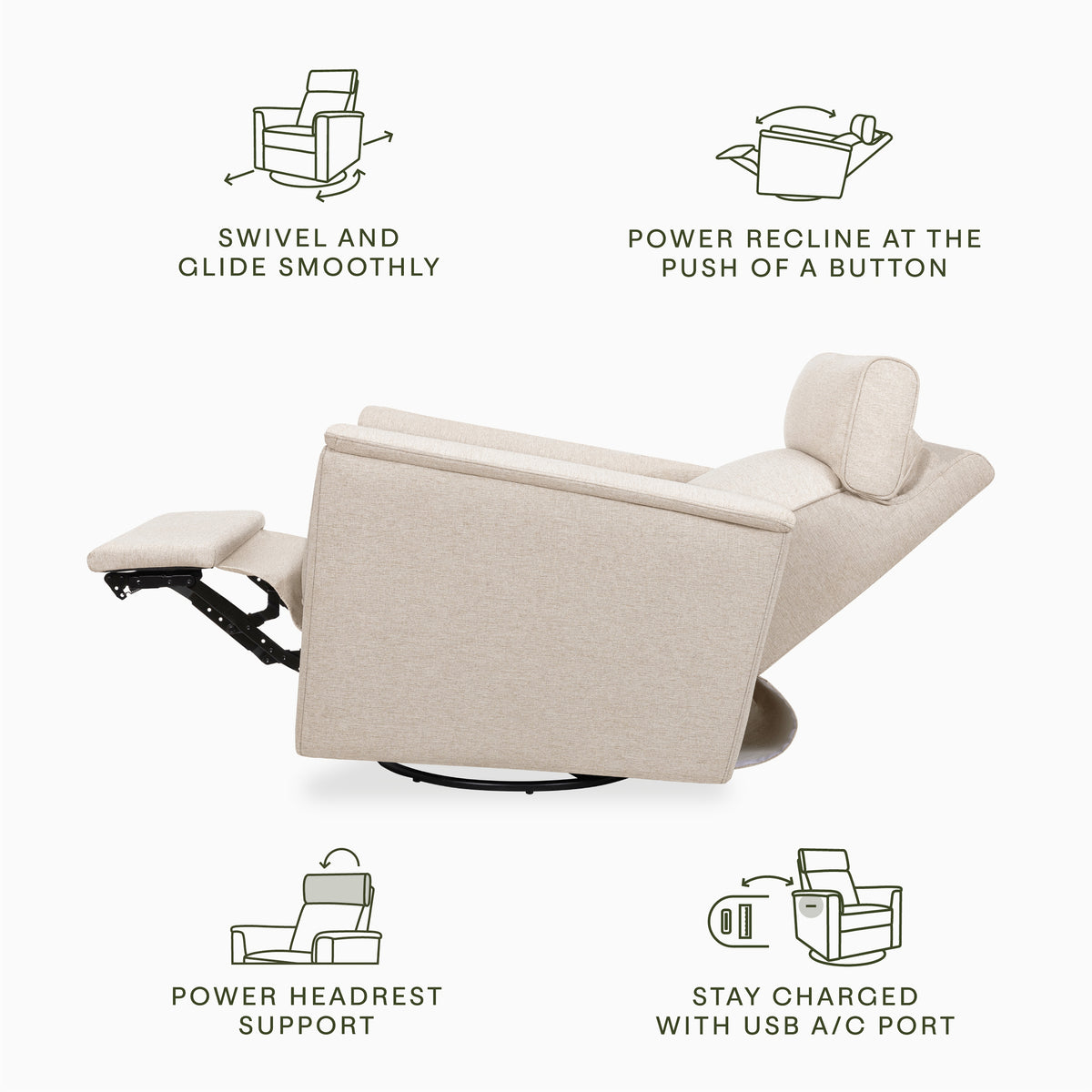 M17186PBEW,Namesake,Willa Plus Power Glider Recliner w/ Power Headrest in Performance Beach Eco-Weave